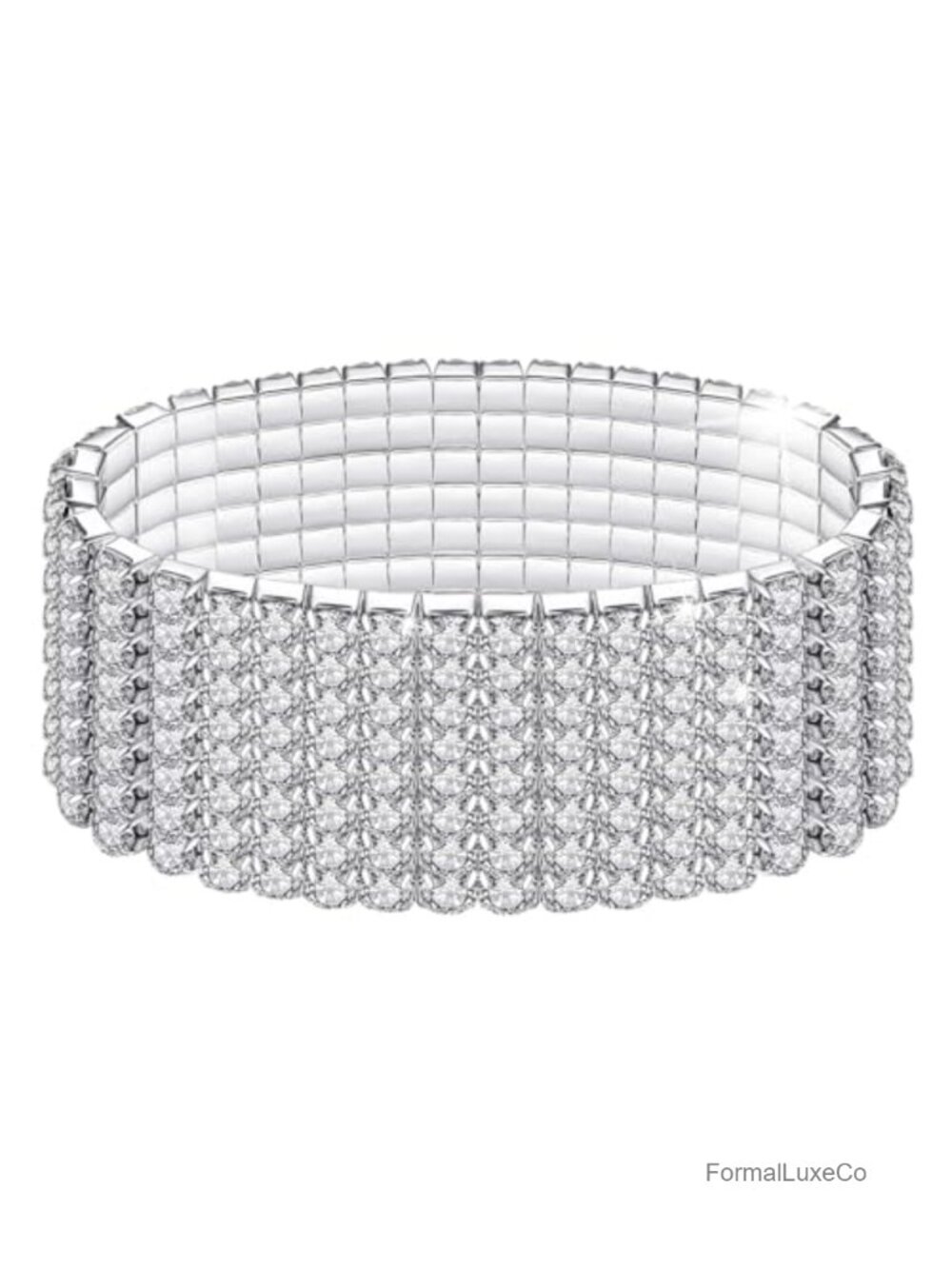 Rhinestone Stretch Bracelets, Diamond Tennis Bangle, Silver Crystal Sparkling